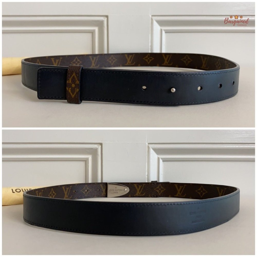 Authentic Louis Vuitton Brown Monogram Canvas Leather Buckle Belt 85/34 - MP075 - Picture 6 of 12